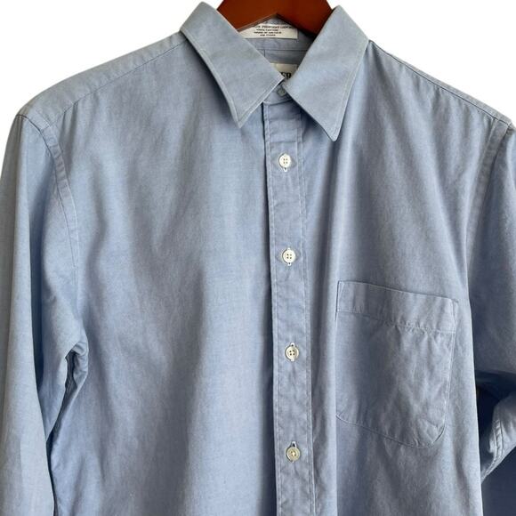 Cricketeer Mens Shirt Blue 15 32 Twill Cotton Button Up Preppy Office Travel - Picture 9 of 10